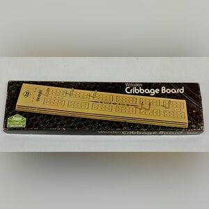 1974 Vintage Milton Bradley Steel Peg Wooden Cribbage Board